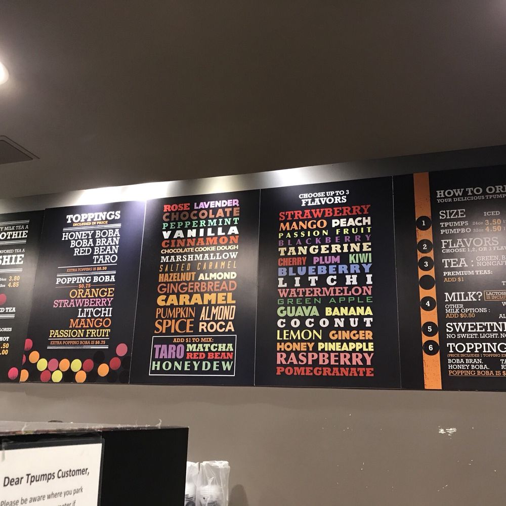 Tpumps - Pasadena - Menu as of 1/19/19 - Bubble Tea Near Me - Pasadena, California Tpumps - Pasadena - Menu as of 1/19/19 - Bubble Tea Near Me - Pasadena, California