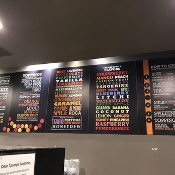 Tpumps - Pasadena - Menu as of 1/19/19 - Bubble Tea Near Me - Pasadena, California