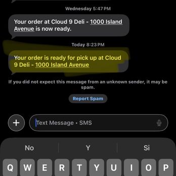 Cloud 9 Deli - Confirmation text from order placed on 07/06/2026 - Delis Near Me - San Diego, California Cloud 9 Deli - Confirmation text from order placed on 07/06/2026 - Delis Near Me - San Diego, California