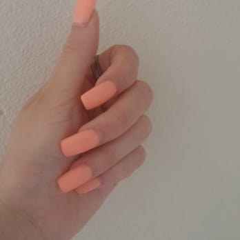 Diamond Nail Spa - Matte peach pink nails - Waxing Near Me - Modesto, California
