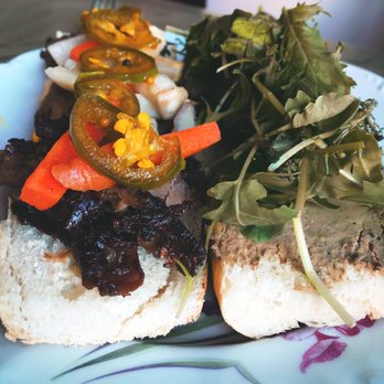 Scratch & Co - Bahn Mi -- Prime Rib, 5th Season Farms Greens, Chicken Liver Pate, Fermented Vegetables, B&B Jalapeno, Baguette - Cocktail Bars Near Me - Pittsburgh, Pennsylvania Scratch & Co - Bahn Mi -- Prime Rib, 5th Season Farms Greens, Chicken Liver Pate, Fermented Vegetables, B&B Jalapeno, Baguette - Cocktail Bars Near Me - Pittsburgh, Pennsylvania