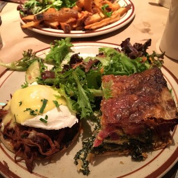 The Beehive - Left: eggs benedict with short ribs Right: quiche - American Near Me - Boston, Massachusetts The Beehive - Left: eggs benedict with short ribs Right: quiche - American Near Me - Boston, Massachusetts