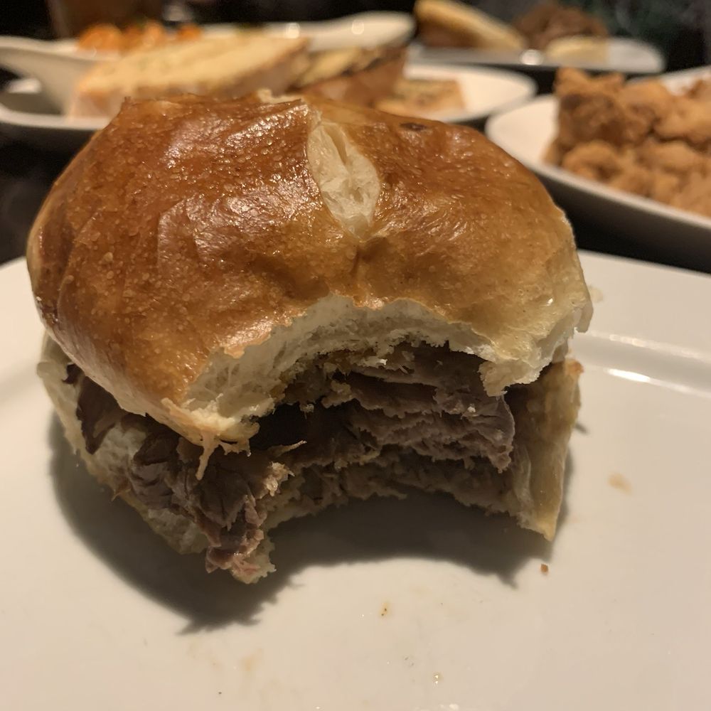 Six Mile Chop House - Tavern - Roast beef slider. You can't go wrong here! Large, the bun was good, the beef was tender. - New American Near Me - Lawrence, Kansas Six Mile Chop House - Tavern - Roast beef slider. You can't go wrong here! Large, the bun was good, the beef was tender. - New American Near Me - Lawrence, Kansas