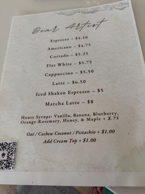 Menu photo 1 Dear Artist Coffee Los Angeles, CA Menu photo 1 Dear Artist Coffee Los Angeles, CA