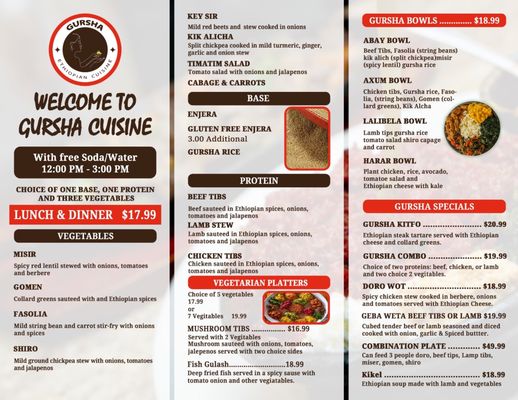Menu photo 1 Gursha Ethiopian Cuisine Washington, DC, DC Menu photo 1 Gursha Ethiopian Cuisine Washington, DC, DC