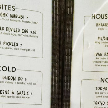 Ivan Ramen - Bites, Cold, House Specialties menu (Monday dinner 2015-06-29) - Ramen Near Me - New York, New York