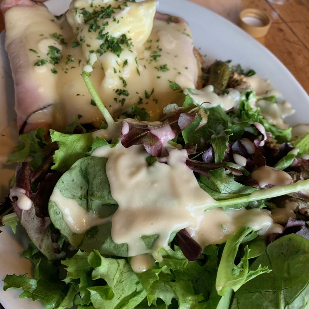 The Bread Peddler - Croque Madame and salad. - Bakeries Near Me - Olympia, Washington The Bread Peddler - Croque Madame and salad. - Bakeries Near Me - Olympia, Washington