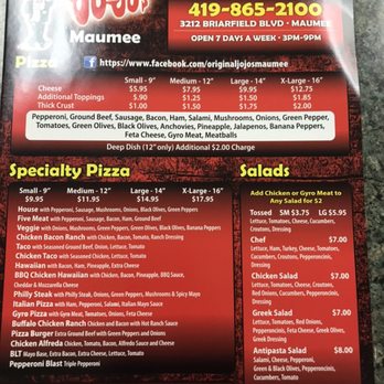 Jo-Jo's Pizzeria - Updated Menu - Pizza Near Me - Maumee, Ohio