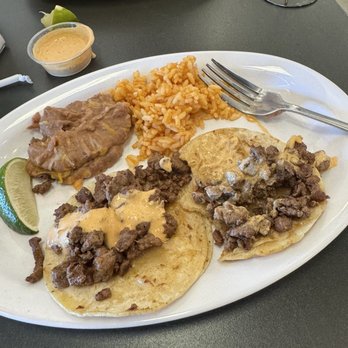 Tio’s Kitchen & Catering - Taco plate (which we split in this photo) - Tacos Near Me - Bernalillo, New Mexico