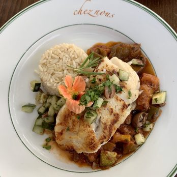 Cafe Triskele - Pan seared MA Cod with ratatouille and rice - French Near Me - Lee, Massachusetts Cafe Triskele - Pan seared MA Cod with ratatouille and rice - French Near Me - Lee, Massachusetts