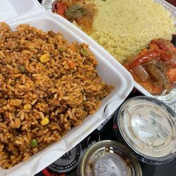 Soul of Africa Restaurant - Jallof Rice Platter and Attieke and Salmon Platter