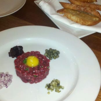Sidecar - Hangar Steak tartare, accoutrements, quail egg, Bearnaise ice cream. WOW - New American Near Me - San Luis Obispo, California Sidecar - Hangar Steak tartare, accoutrements, quail egg, Bearnaise ice cream. WOW - New American Near Me - San Luis Obispo, California