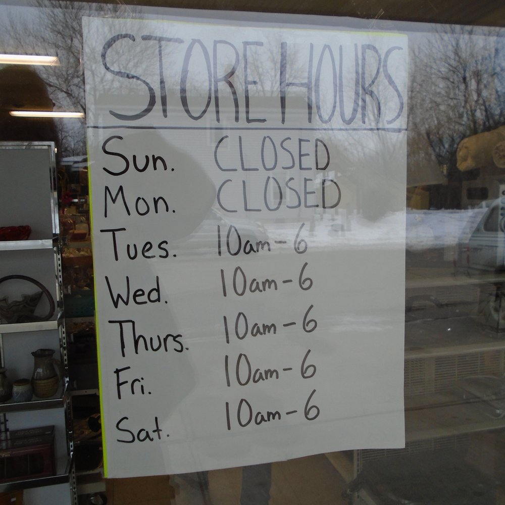 Riverside Thrift Shop - Hours of operation, front entry door. - Thrift Stores Near Me - Saint Peter, Minnesota Riverside Thrift Shop - Hours of operation, front entry door. - Thrift Stores Near Me - Saint Peter, Minnesota