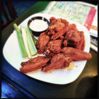 The Wherehouse - Hot wings, served with blue cheese and celery (not that spicy) - New American Near Me - Newburgh, New York