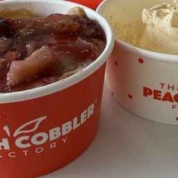 Strawberry peach cobbler with ice cream Strawberry peach cobbler with ice cream
