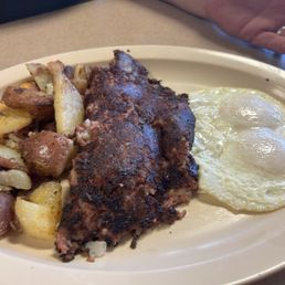 My friend's Corn Beef Hash and 2 Eggs - perfectly cooked.