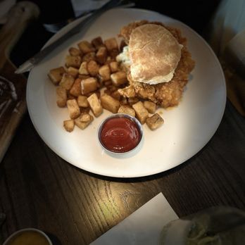 Summit Grill - Hot honey chicken biscuit with seasoned potatoes - American Near Me - Gladstone, Missouri