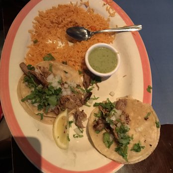 Azul Tequila - this is my sons plate he had two pork tacos and rice - Mexican Near Me - Valencia, California Azul Tequila - this is my sons plate he had two pork tacos and rice - Mexican Near Me - Valencia, California