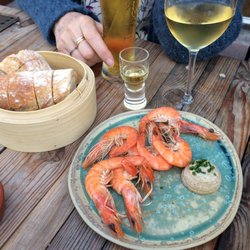 Carøe - Smoked shrimp with black garlic aïoli. Yum!
