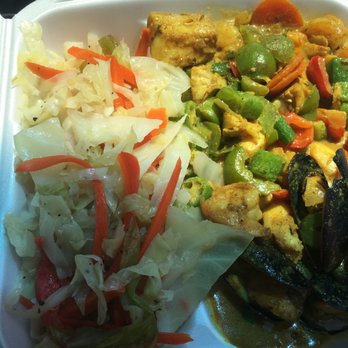 Island Spice Carribean Restaurant - Seafood mix with 2 sides- steamed cabbage (and mac n cheese, which is another pic). - Caribbean Near Me - Carnegie, Pennsylvania