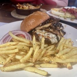 Cooper Burger with Grilled Mushrooms and Caramelized Onions Cooper Burger with Grilled Mushrooms and Caramelized Onions