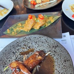 Opium - Spicy tofu, satay dumplings and the ribs - I think these were the plum ribs. Meat fell right off the bone. Great sauce