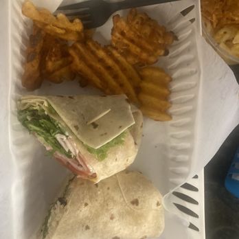 Tattooed Brews - The club wrap and a wrap with chicken, hummus, and veggies. Sides: Mac and cheese and fries - Coffee & Tea Near Me - Rock Hill, South Carolina