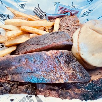 Jones Bar B Que - 2 Meat Platter - Ribs, Brisket, Corn Bread and Fries (build your own) - Barbeque Near Me - Victoria, British Columbia Jones Bar B Que - 2 Meat Platter - Ribs, Brisket, Corn Bread and Fries (build your own) - Barbeque Near Me - Victoria, British Columbia