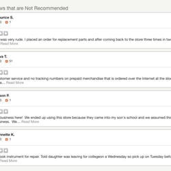 Music N More - Here are the negative reviews that Yelp decided to HIDE as Not Recommended reviews. Seems unfair to only show the positive posts