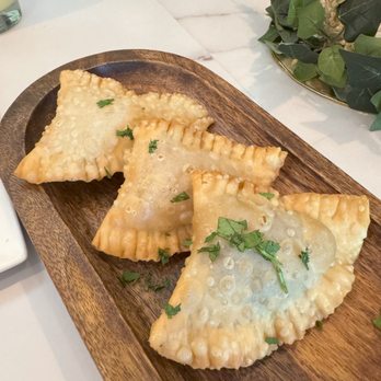 Faros Restaurant - Empanaditas Trio - three flaky pastries filled with cheese, chicken and cheese, beef and cheese - Dominican Near Me - Framingham, Massachusetts