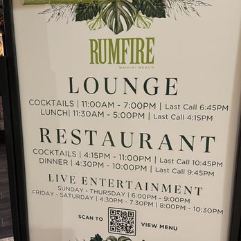 RumFire - Hours at RumFire at the Sheraton Waikiki Beach Resort in Waikiki, Honolulu, Hawaii. - Asian Fusion Near Me - Honolulu, Hawaii