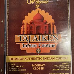 Taj Aiken Indian Cuisine - Menu