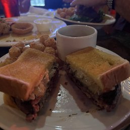 French onion burger and tots French onion burger and tots