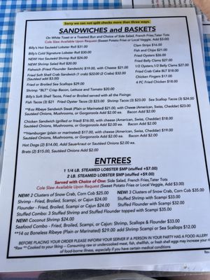 Menu photo 1 Billys By the Bay Greenport, NY