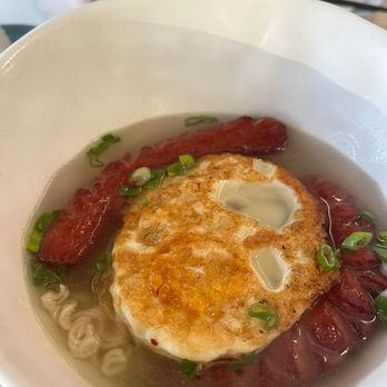 Garden Cafe - sausage and egg noodle soup with instant ramen noodles - Hong Kong Style Cafe Near Me - Castro Valley, California