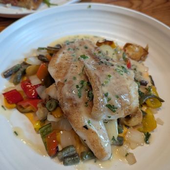 Farmstead At Long Meadow Ranch - Sole in butter sauce with vegetables - American Near Me - Saint Helena, California