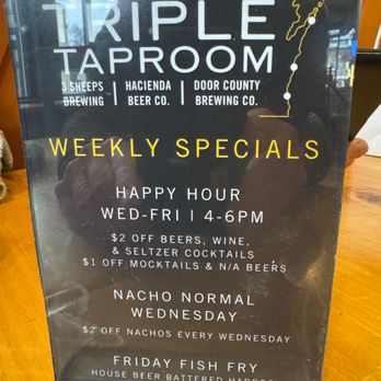 Triple Taproom & Kitchen - specials sign - Breweries Near Me - Milwaukee, Wisconsin