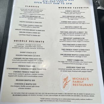 Michael’s Family Restaurant - Menu - Breakfast & Brunch Near Me - Milwaukee, Wisconsin