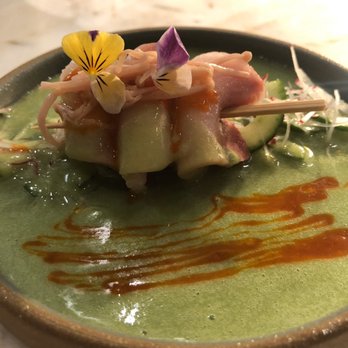 Kochi - Course 2: Mul-hwe (yellowtail, pickled onion, cucumber radish salad, tiger's milk, chojang) - Korean Near Me - New York, New York Kochi - Course 2: Mul-hwe (yellowtail, pickled onion, cucumber radish salad, tiger's milk, chojang) - Korean Near Me - New York, New York