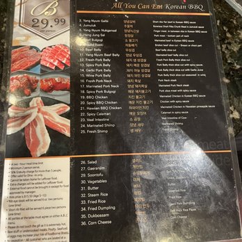 Buga Korean BBQ - AYCE Menu B - Barbeque Near Me - San Diego, California