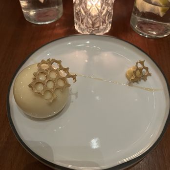 Lilac - Vanilla mousse with chocolate honey comb - Mediterranean Near Me - Tampa, Florida