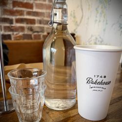 1748 Bakehouse - Water served in a glass carafe with tiny glasses.
