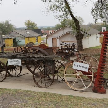 The Arcadia Round Barn - Mower and Baggage Wagon - Architectural Tours Near Me - Arcadia, Oklahoma