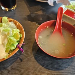 Salad with yum yum, soup