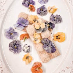 Music City Chocolates & Confections - Our limited edition White Chocolate Raspberry Truffle Bar topped with sugar cured Viola flowers