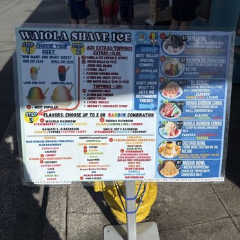 Waiola Shave Ice - Menu board - Ice Cream & Frozen Yogurt Near Me - Honolulu, Hawaii