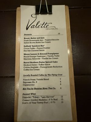 Menu photo 2 Valette Restaurant Healdsburg, CA Menu photo 2 Valette Restaurant Healdsburg, CA