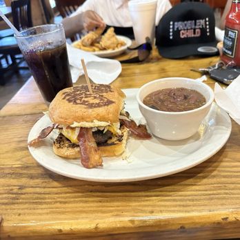 Cecil's Cajun Cafe - Tiger burger with red beans and rice - Cajun/Creole Near Me - De Ridder, Louisiana Cecil's Cajun Cafe - Tiger burger with red beans and rice - Cajun/Creole Near Me - De Ridder, Louisiana
