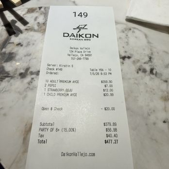 Daikon Korean BBQ - Barbeque Near Me - Vallejo, California