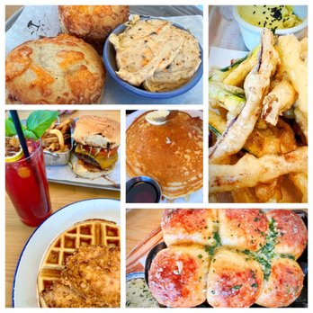 Bluebird Kitchen - Cheddar biscuits, eggplant & zucchini Frites, Garlic brioche, buns. Chicken & waffles, bluebird burger and fluffy buttermilk pancakes. - Cocktail Bars Near Me - Bellmore, New York